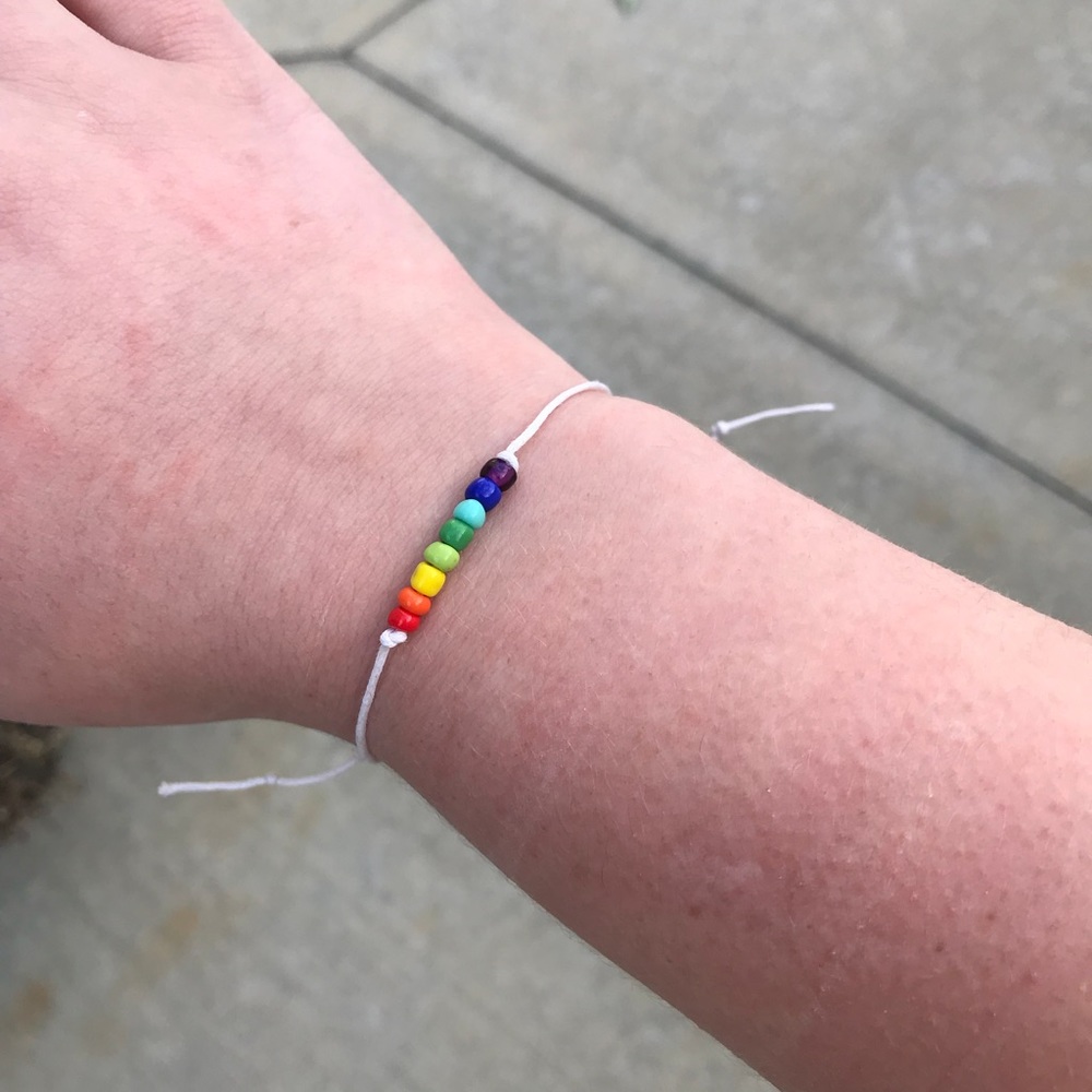 Gay Pride Set of Two White Bracelets Love is Love